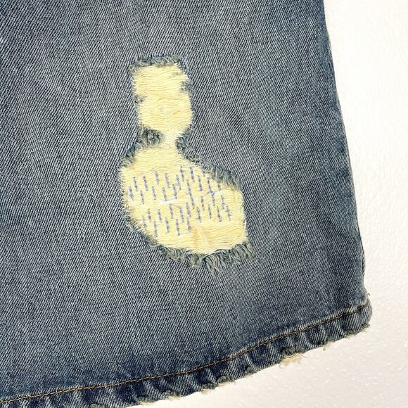 Zadig & Voltaire 40/Medium Denim Distressed Medium Wash Juice Mini Jean Skirt - Picture 3 of 9